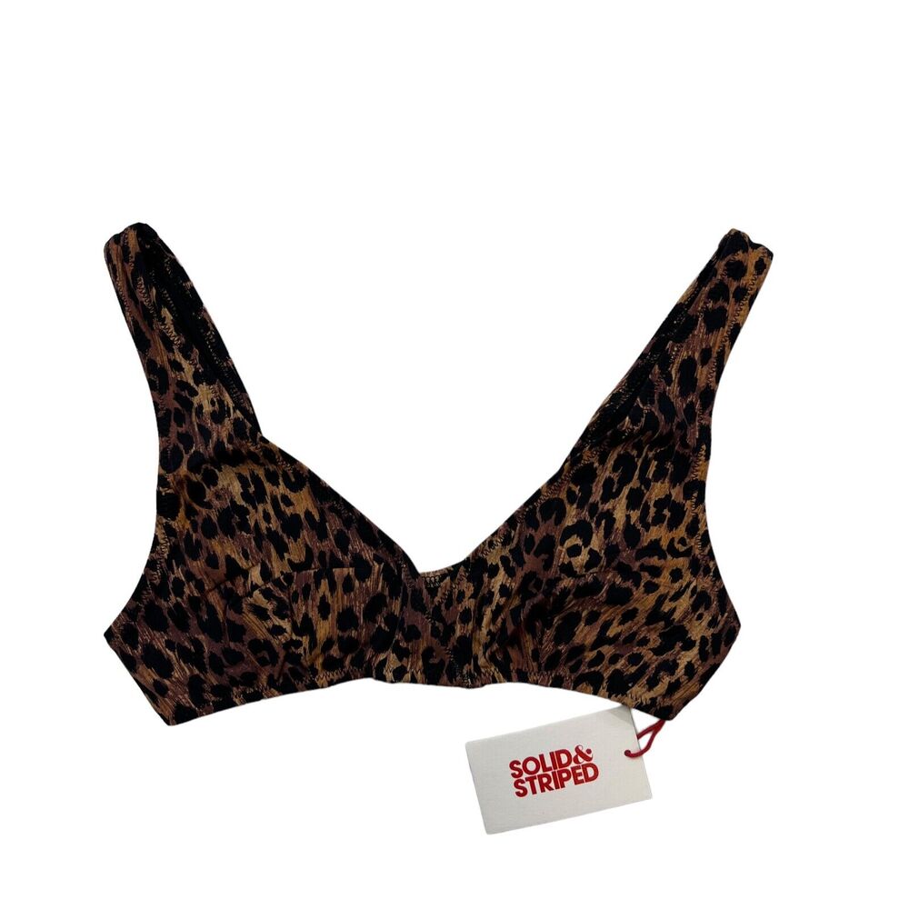 Solid & Striped Bikini Top Women XS Extra Small The Annie Leopard Print Madewell